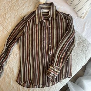 Zara sheer stripped button down shirt Size Small (US 4)